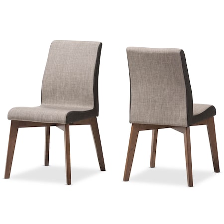 Baxton Studio Kimberly Mid-Century Modern Beige and Brown Dining Chair, PK2 134-7181